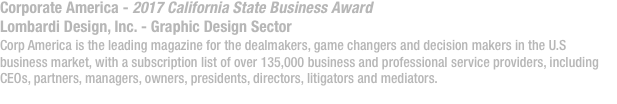 Corporate America - 2017 California State Business Award Lombar
